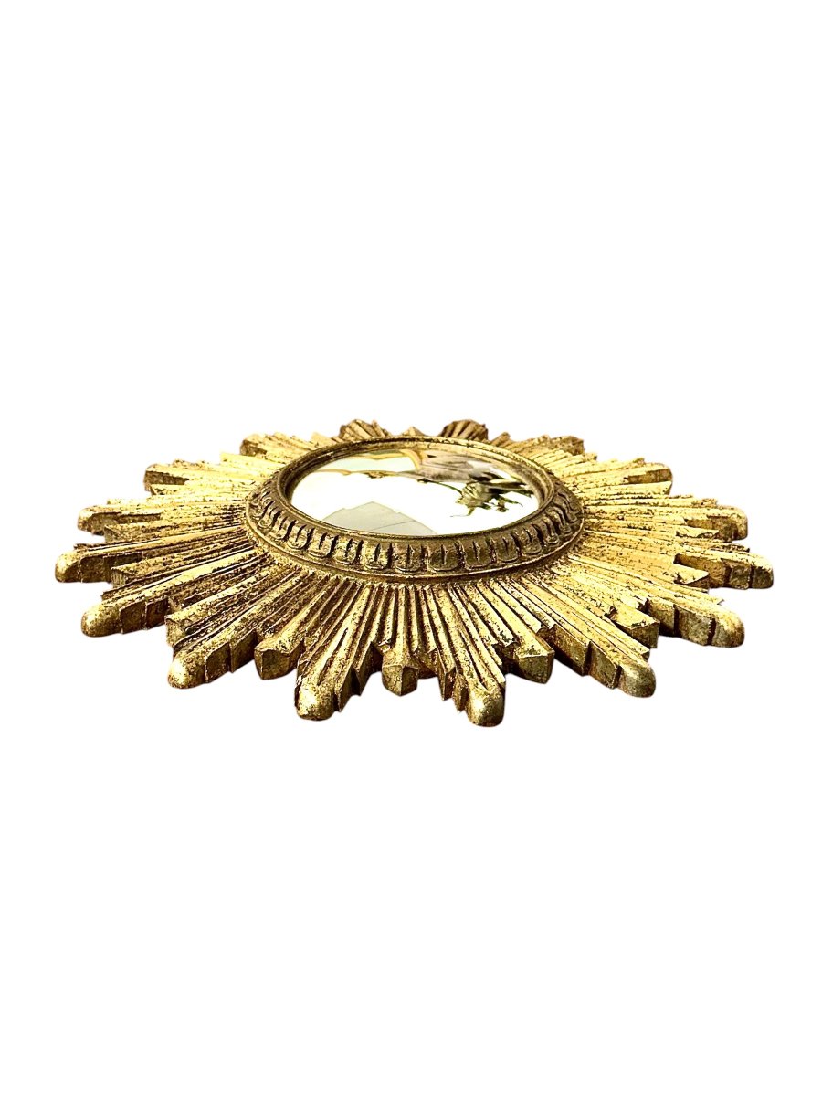 Convex Giltwood Sunburst Mirror, France Circa 1950-photo-1