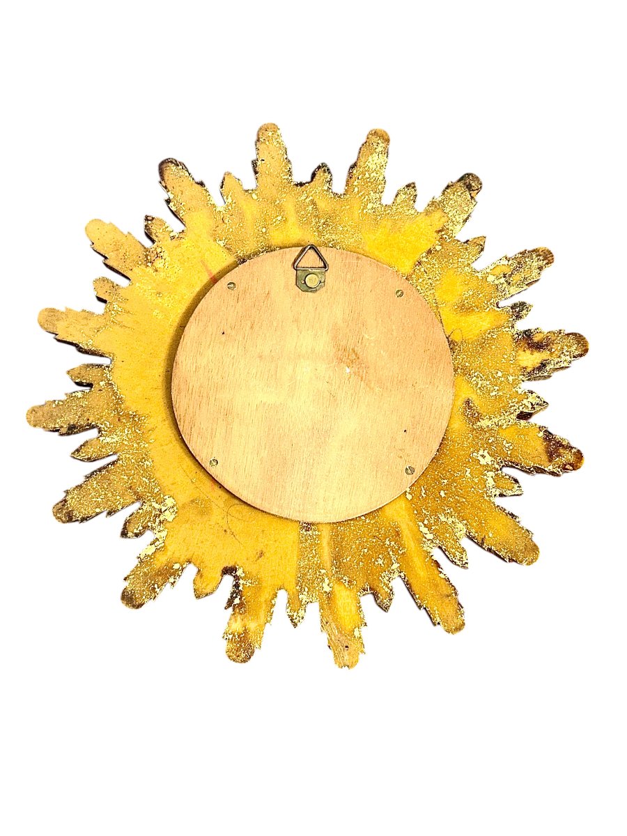 Convex Giltwood Sunburst Mirror, France Circa 1950-photo-4