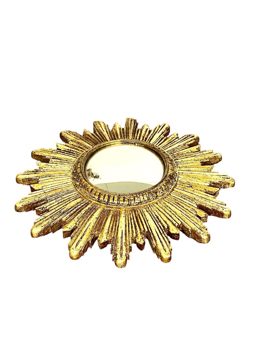 Convex Giltwood Sunburst Mirror, France Circa 1950