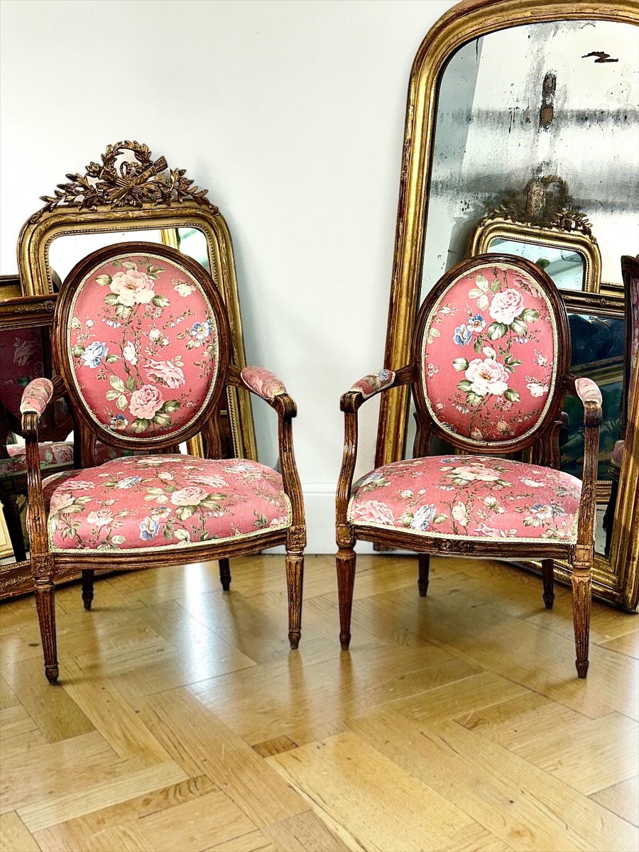 Paire de fauteuils d'époque Louis XVI en hêtre, France, vers 1775-photo-2