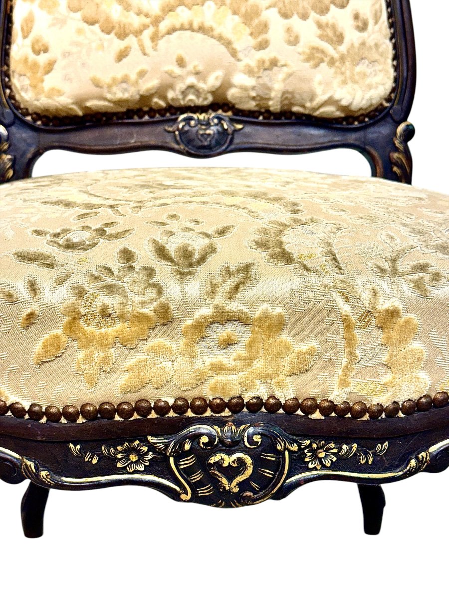 Paire de chaises sculptés et dorés d'époque Napoléon III-photo-2