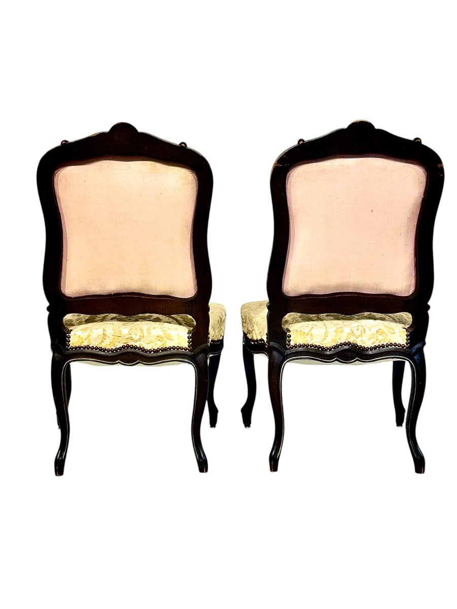 Paire de chaises sculptés et dorés d'époque Napoléon III-photo-3