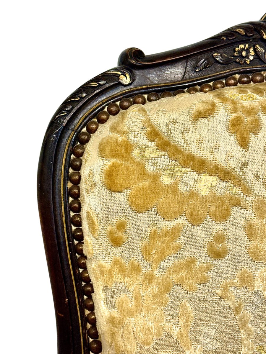 Paire de chaises sculptés et dorés d'époque Napoléon III-photo-4