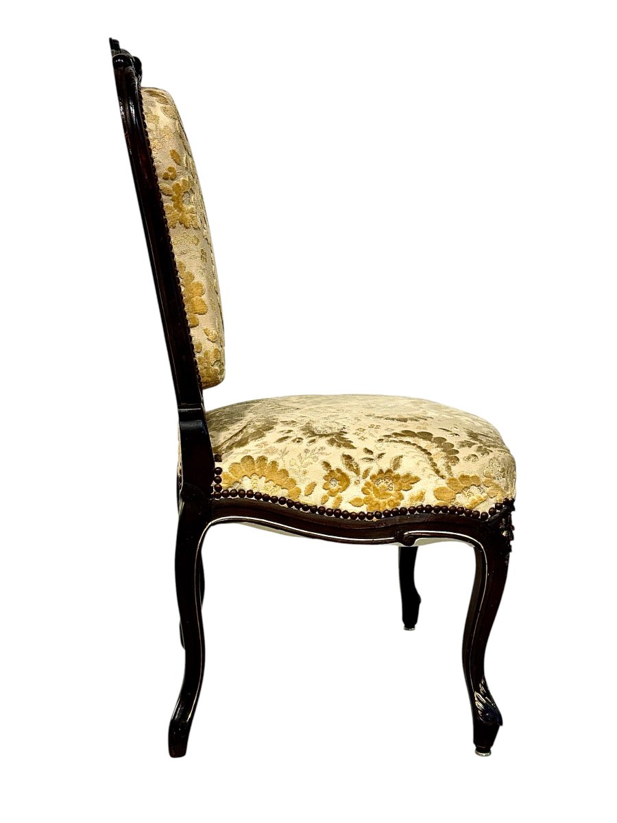 Paire de chaises sculptés et dorés d'époque Napoléon III-photo-7