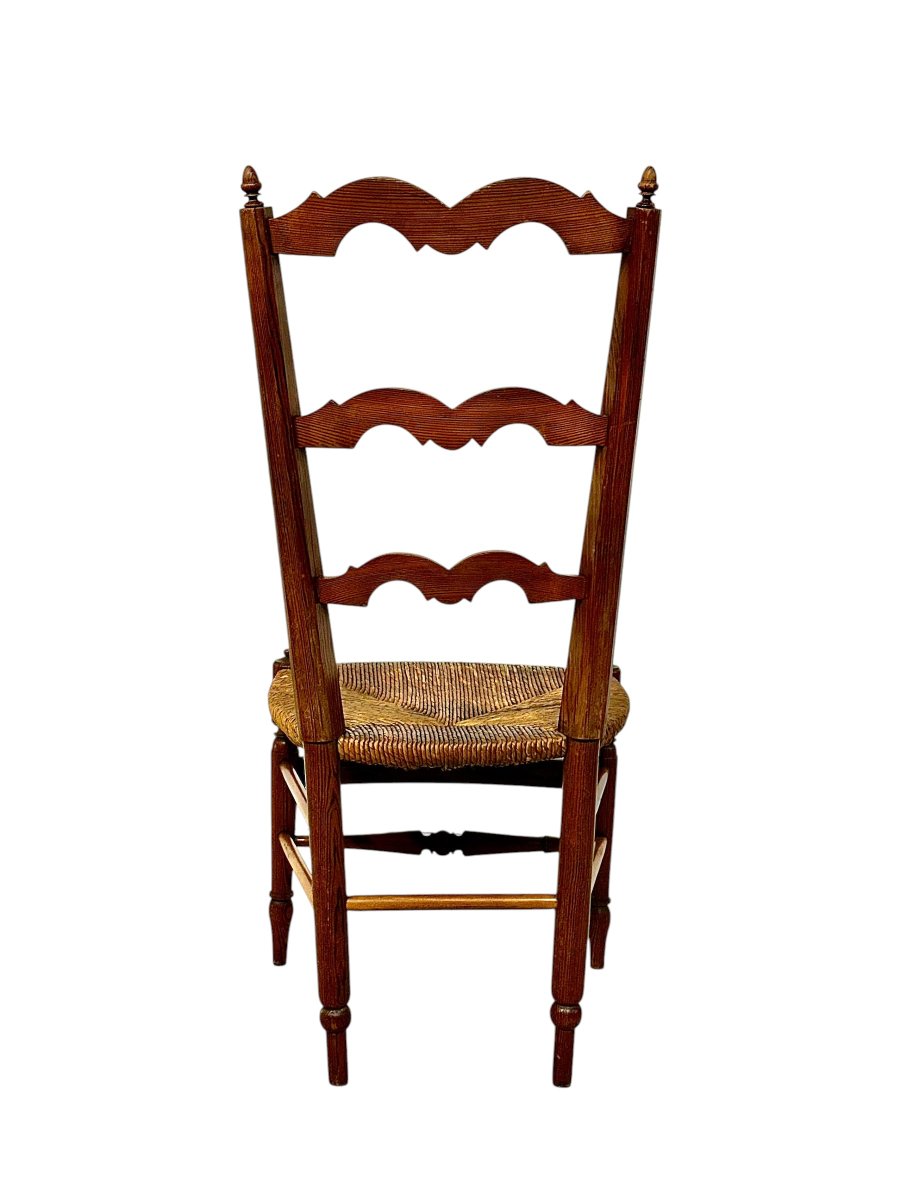 Chaise d'enfant provinciale en pin avec assise en paille tressée, France du XIXe siècle-photo-4