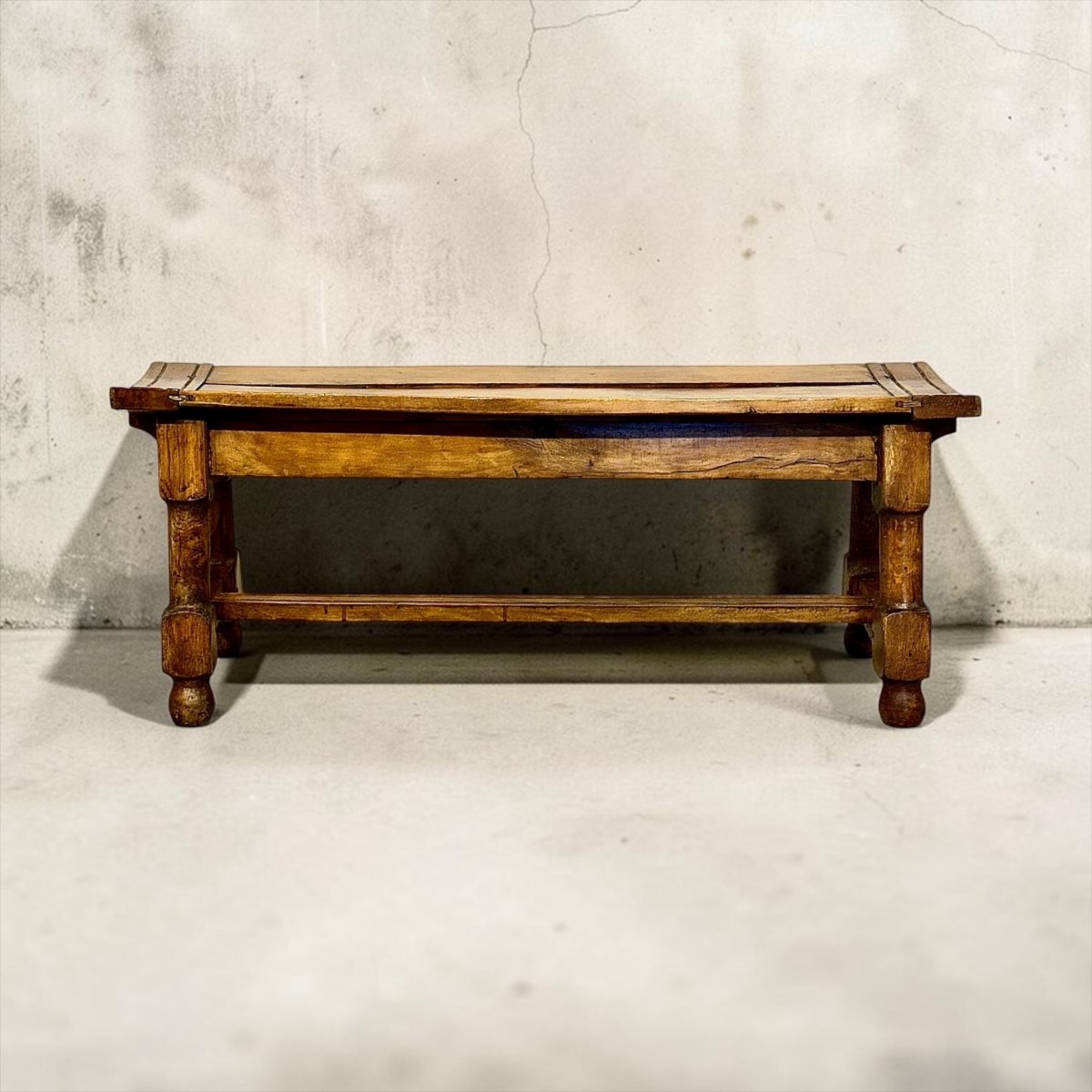 Banc du XIXe siècle en noyer à lattes incurvées, France vers 1880-photo-2