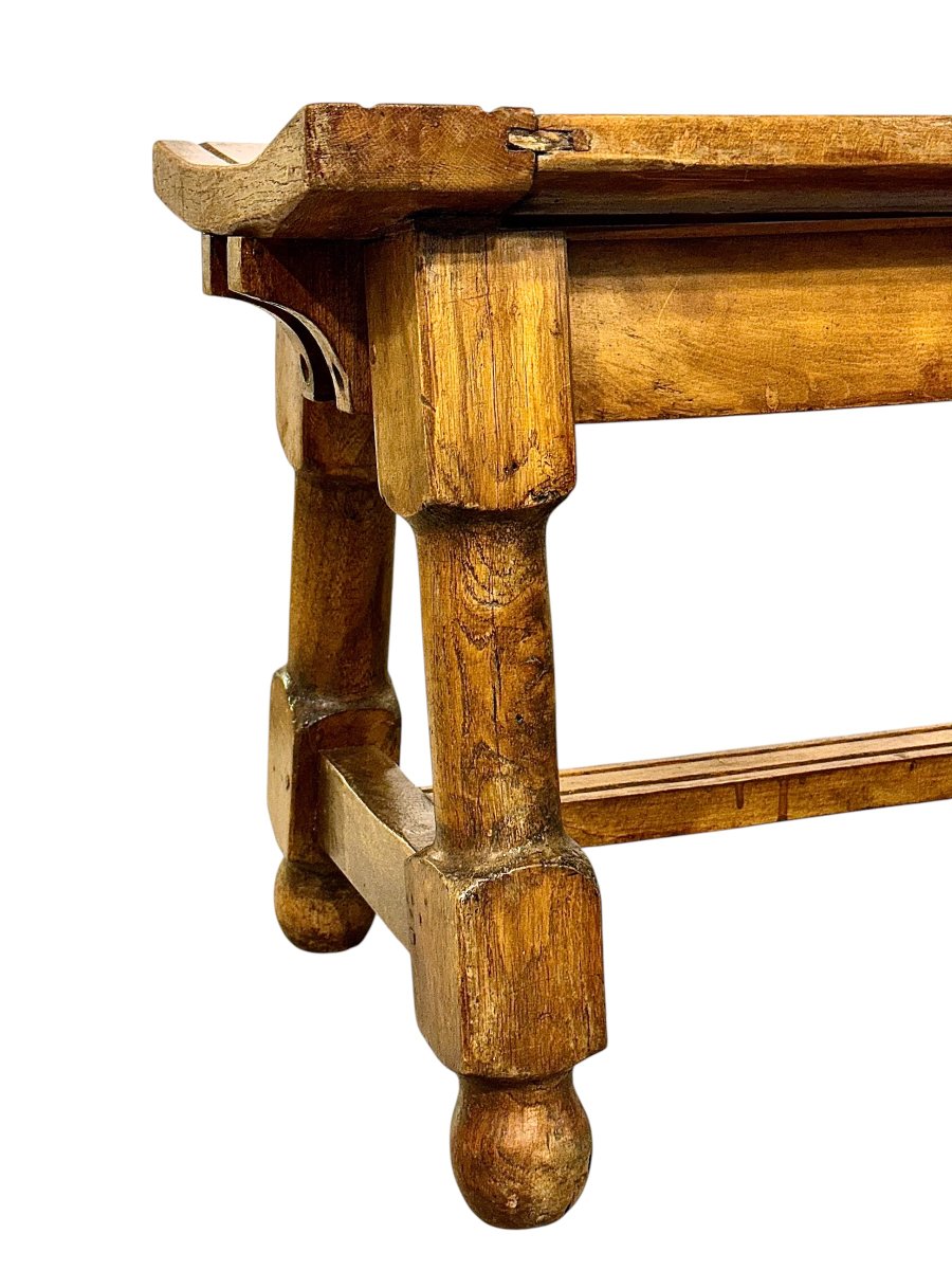 Banc du XIXe siècle en noyer à lattes incurvées, France vers 1880-photo-4
