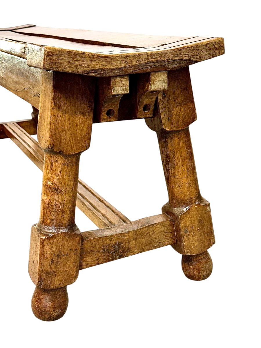 Banc du XIXe siècle en noyer à lattes incurvées, France vers 1880-photo-4