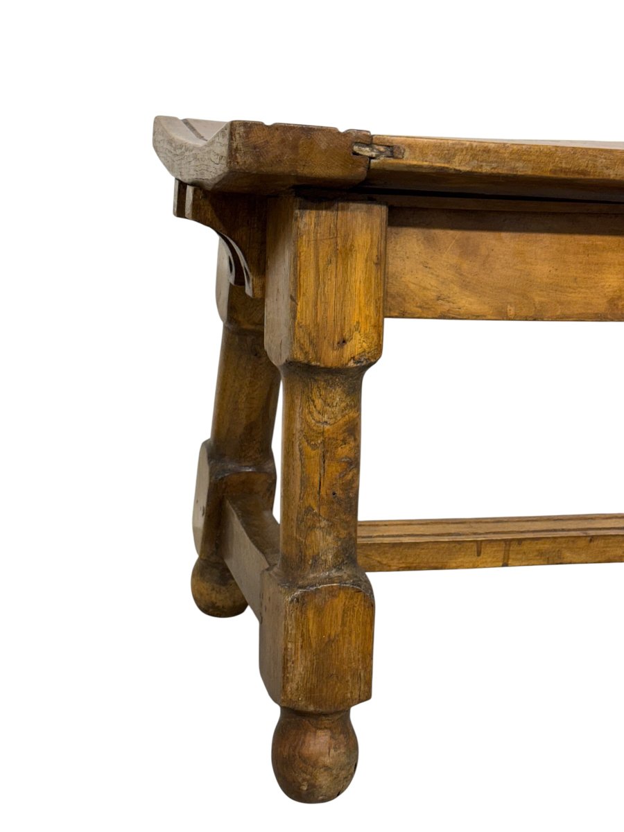 Banc du XIXe siècle en noyer à lattes incurvées, France vers 1880-photo-6