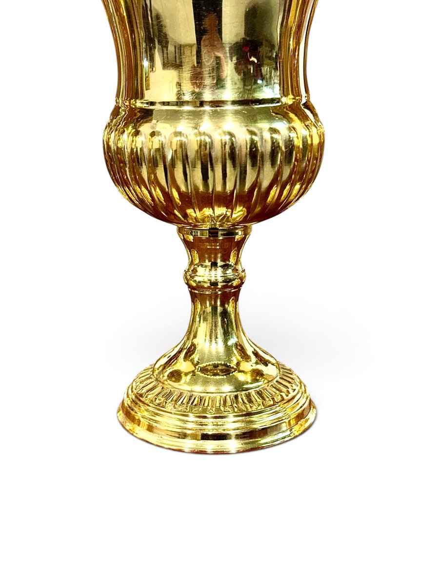Service de 12 verres sur pied en argent sur cuivre doré, vers 1960-photo-3