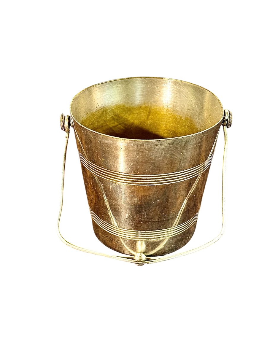 Art Deco Silver-plated Ice Bucket By Angelini Paris, France Circa 1930-photo-4