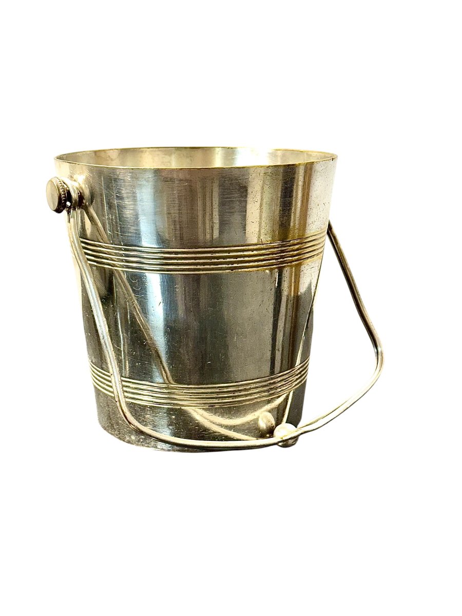 Art Deco Silver-plated Ice Bucket By Angelini Paris, France Circa 1930-photo-8