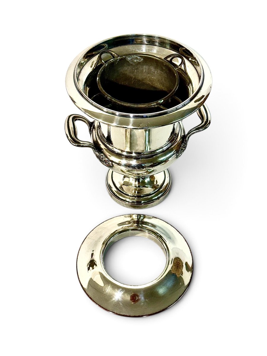 Seau à champagne et à vin modèle Médicis en métal argenté, époque Napoléon III, France XIXe s.-photo-5