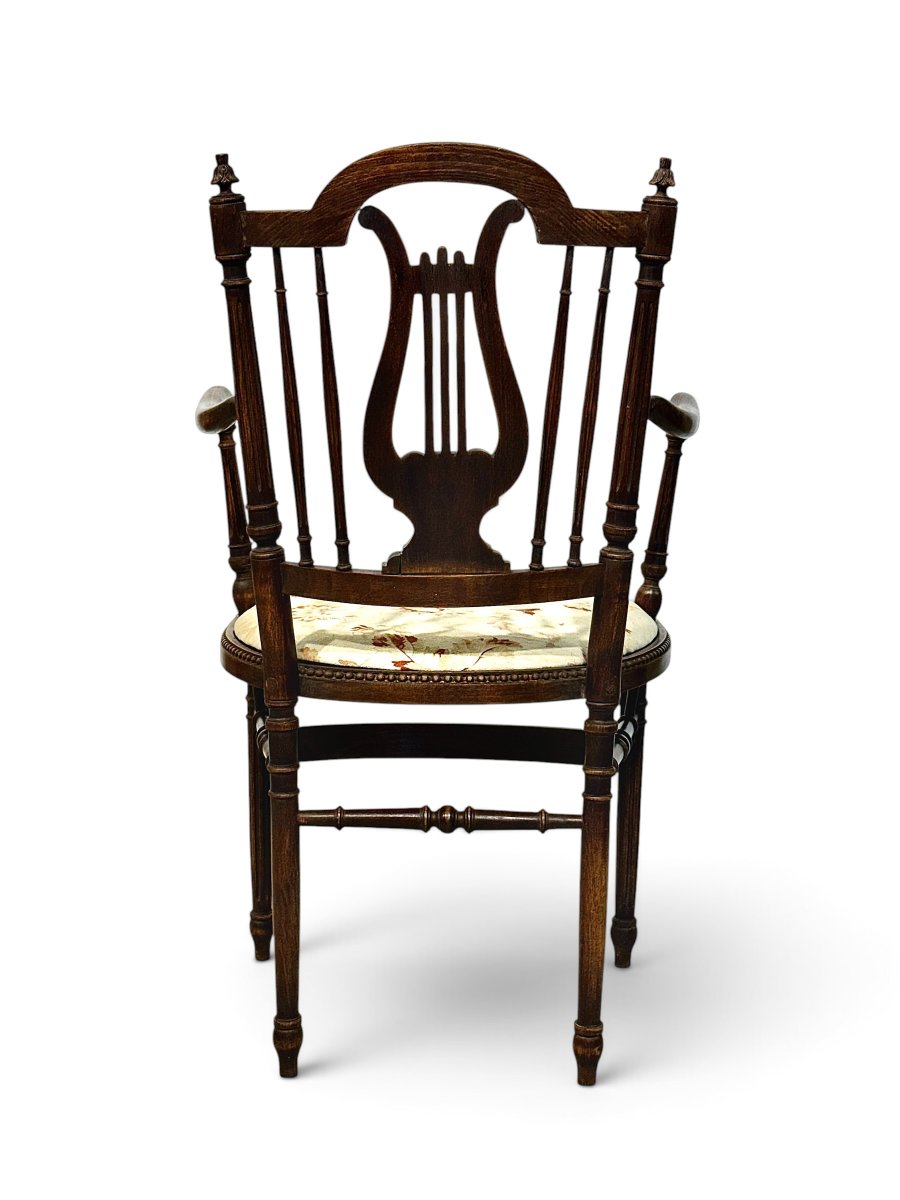 Fauteuil Français d'Époque Napoléon III (XIXe siècle) à Dossier Lyre-photo-1