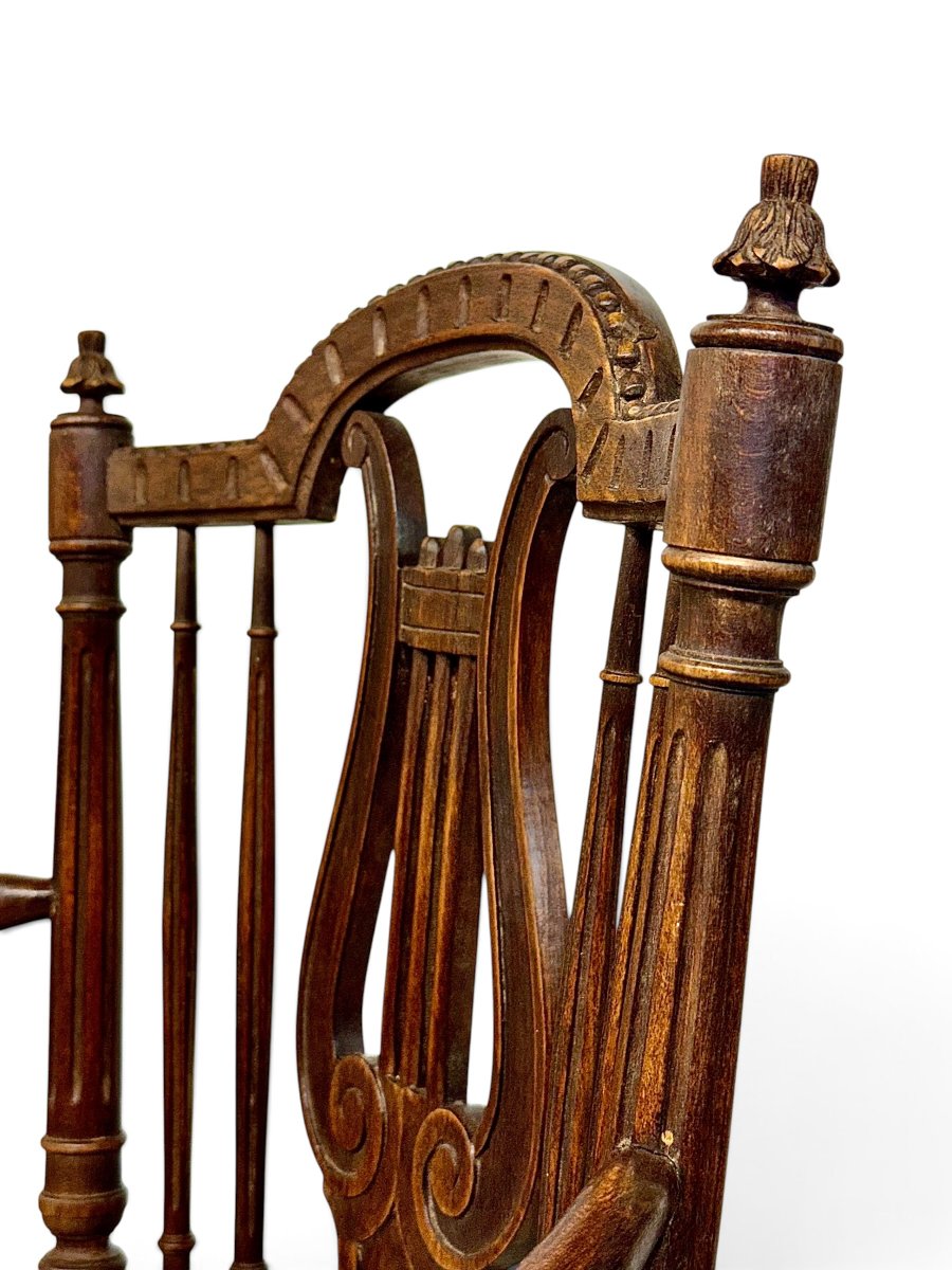 Fauteuil Français d'Époque Napoléon III (XIXe siècle) à Dossier Lyre-photo-2