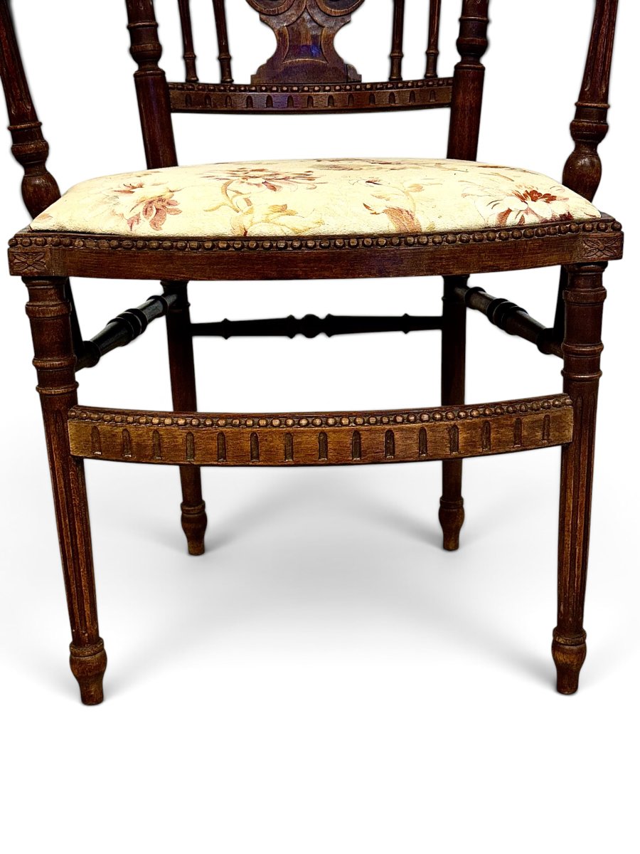 Fauteuil Français d'Époque Napoléon III (XIXe siècle) à Dossier Lyre-photo-3