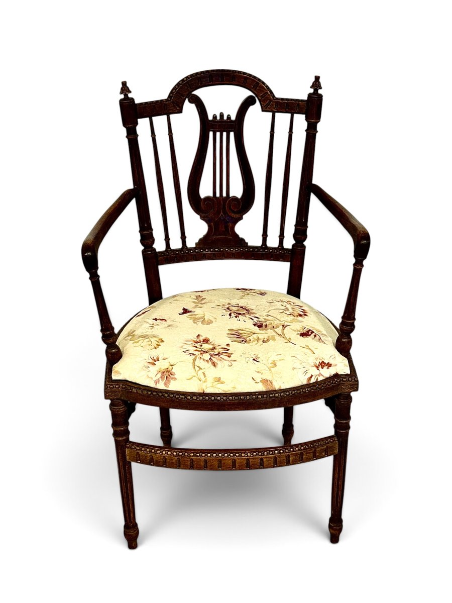 Fauteuil Français d'Époque Napoléon III (XIXe siècle) à Dossier Lyre-photo-4