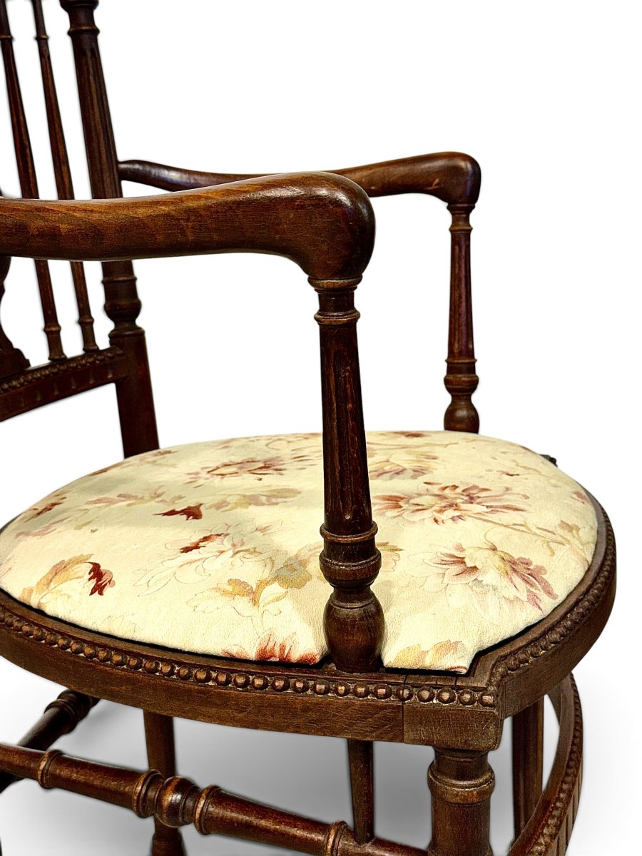 Fauteuil Français d'Époque Napoléon III (XIXe siècle) à Dossier Lyre-photo-5