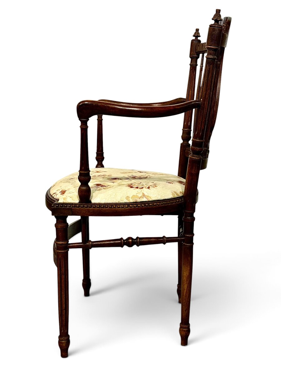 Fauteuil Français d'Époque Napoléon III (XIXe siècle) à Dossier Lyre-photo-6