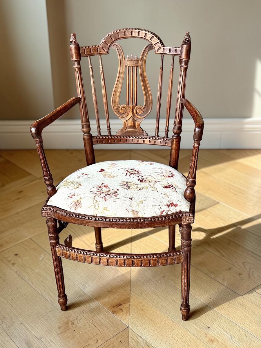 Fauteuil Français d'Époque Napoléon III (XIXe siècle) à Dossier Lyre-photo-8