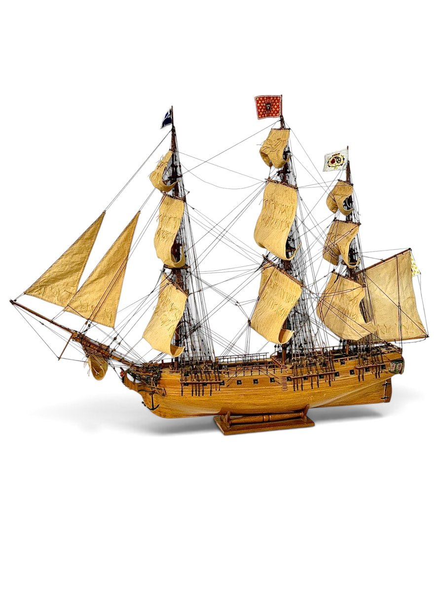 Large French Naval Warship Model “la Gloire 1778”, 20th Century-photo-3