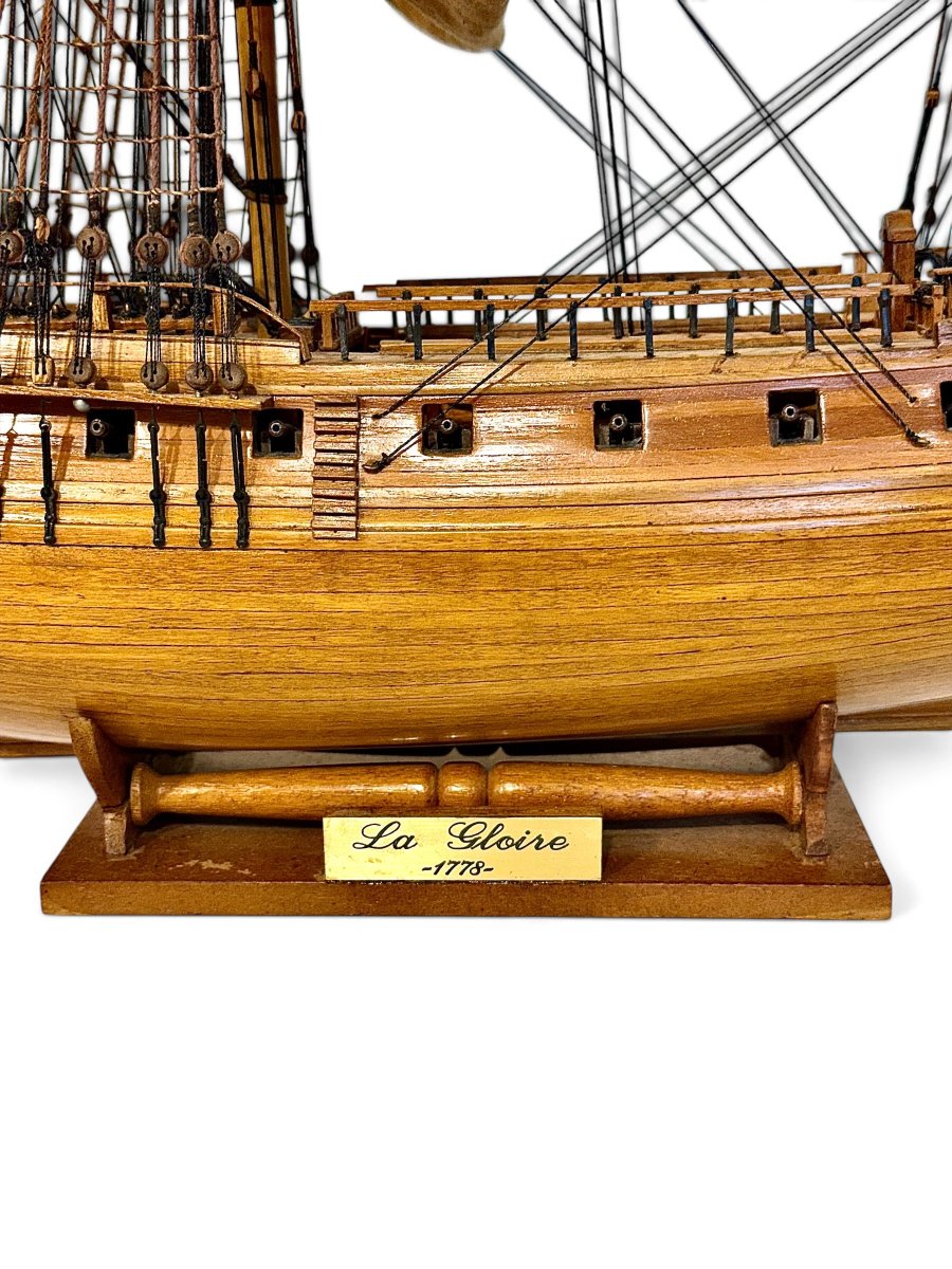 Large French Naval Warship Model “la Gloire 1778”, 20th Century-photo-4