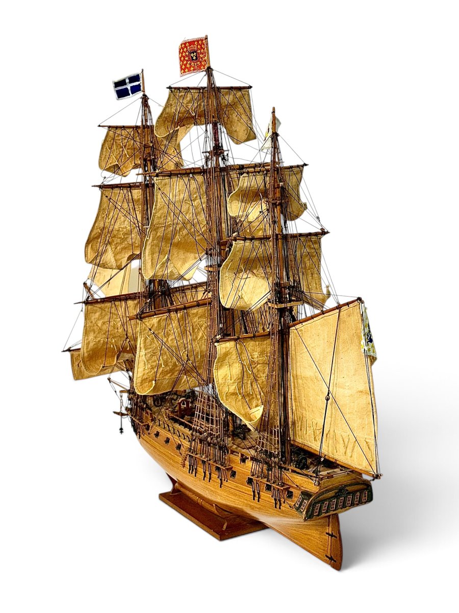Large French Naval Warship Model “la Gloire 1778”, 20th Century-photo-1