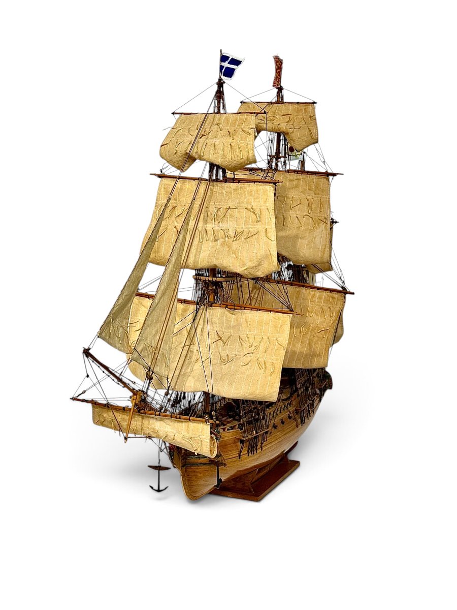 Large French Naval Warship Model “la Gloire 1778”, 20th Century-photo-4