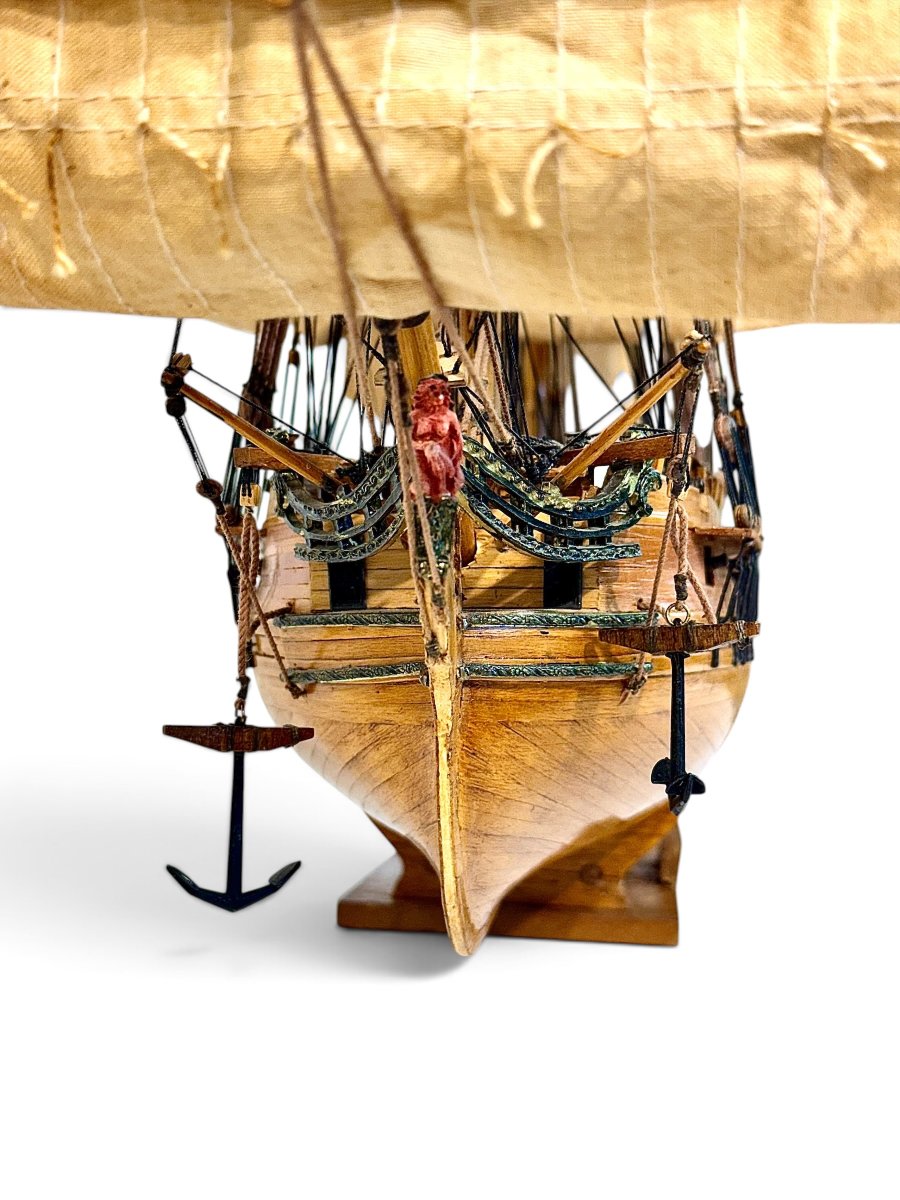 Large French Naval Warship Model “la Gloire 1778”, 20th Century-photo-5