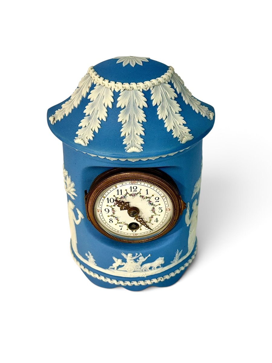 Horloge Wedgwood en Jasperware bleu du XIXe siècle, vers 1890-photo-3