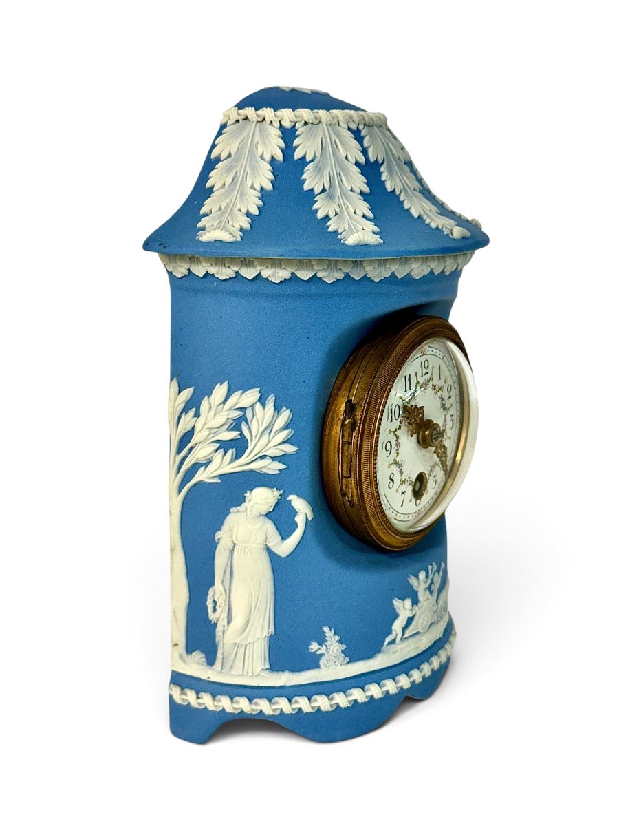 Horloge Wedgwood en Jasperware bleu du XIXe siècle, vers 1890-photo-4