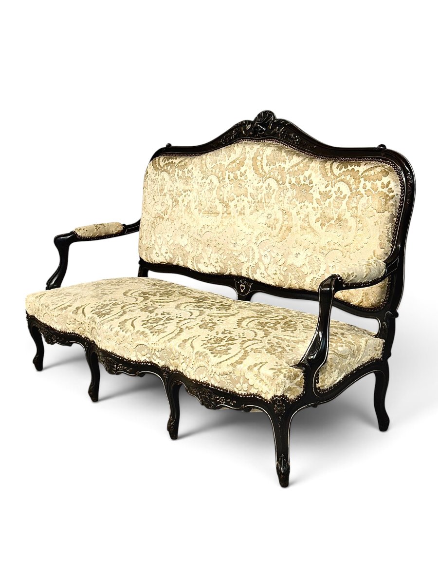 Grand Canapé d'époque Napoléon III en hêtre sculpté et doré, France vers 1860-photo-3