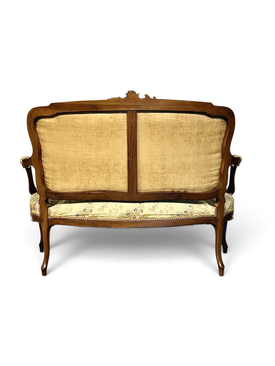 19th Century French Louis XV Style Carved Walnut Settee-photo-6