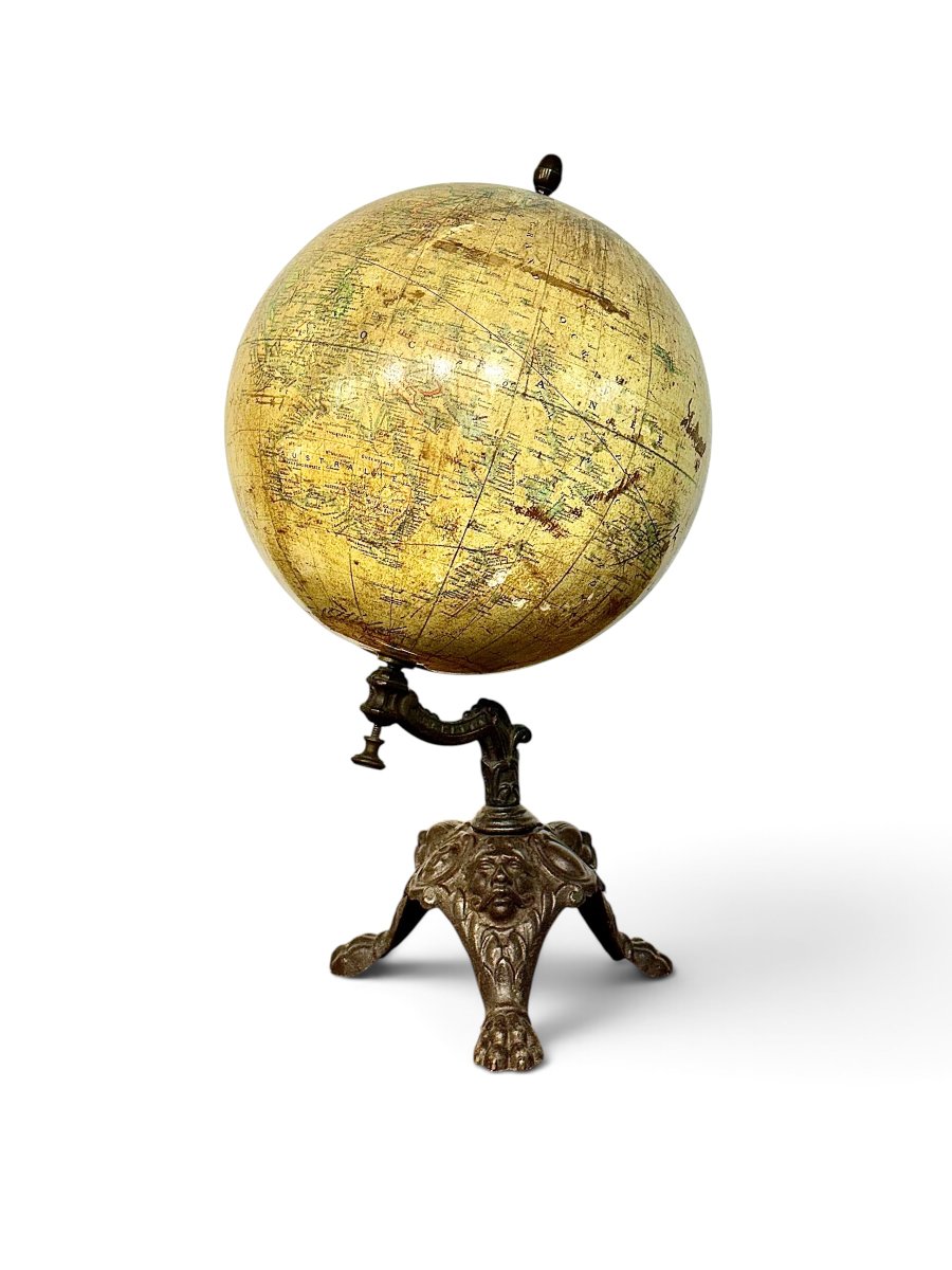 Globe Terrestre Français du XIXe siècle par J. Lebègue & Cie, Paris-photo-1