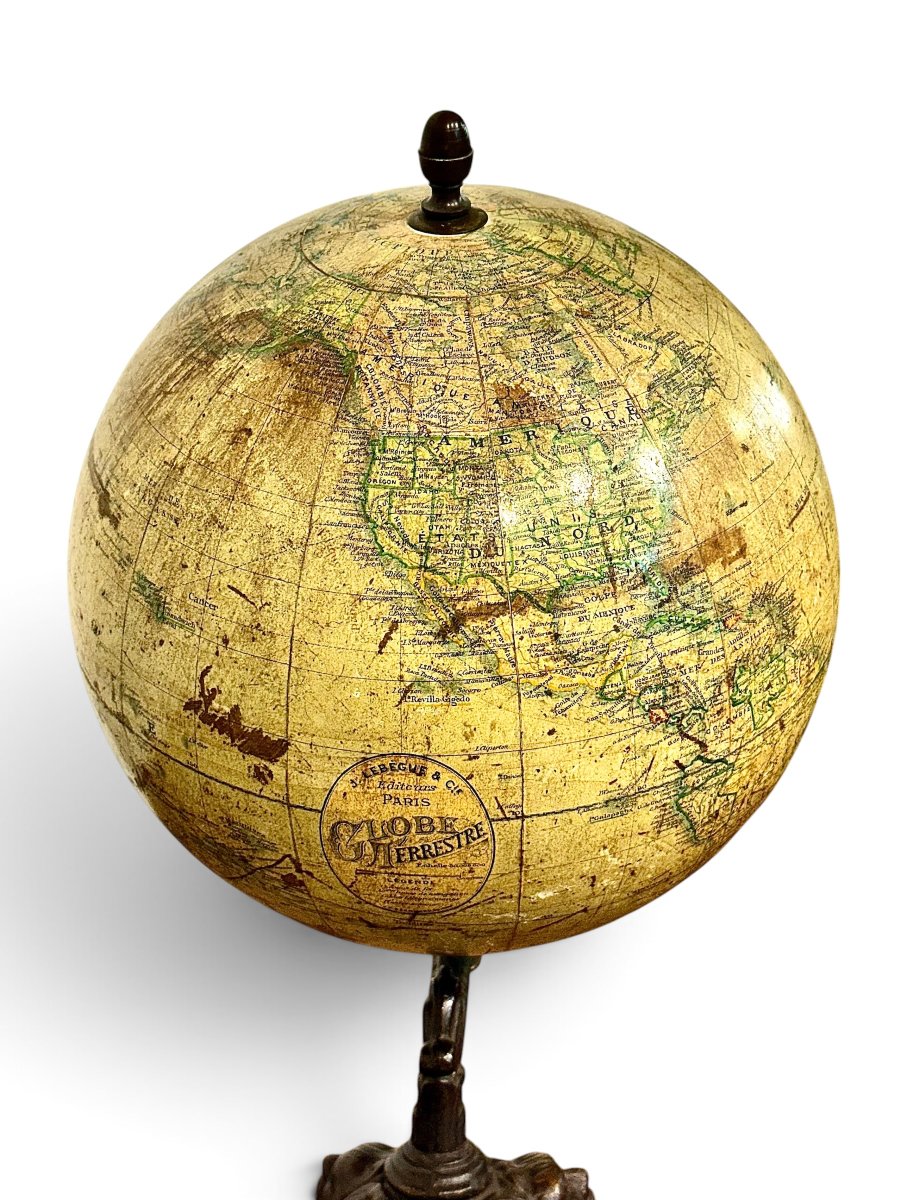 Globe Terrestre Français du XIXe siècle par J. Lebègue & Cie, Paris-photo-3