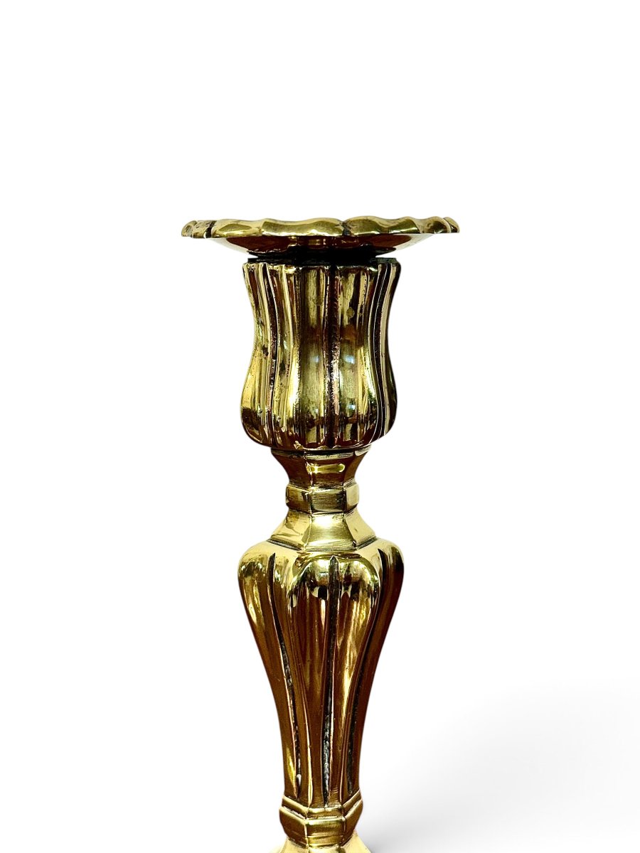 Paire de bougeoirs français du XIXe siècle en bronze doré de style Louis XV-photo-2