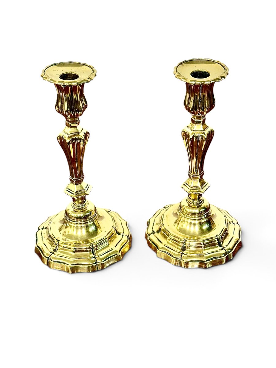 Paire de bougeoirs français du XIXe siècle en bronze doré de style Louis XV-photo-4
