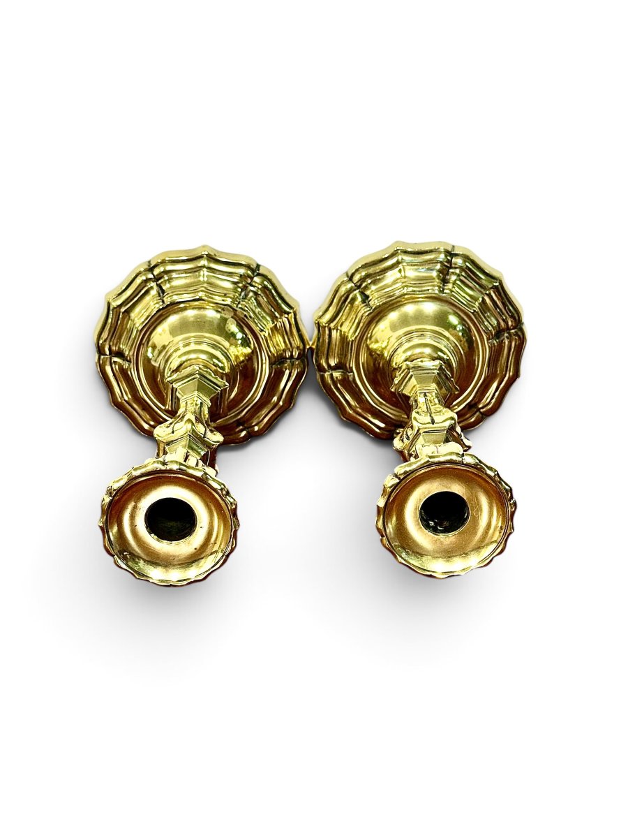 Paire de bougeoirs français du XIXe siècle en bronze doré de style Louis XV-photo-5