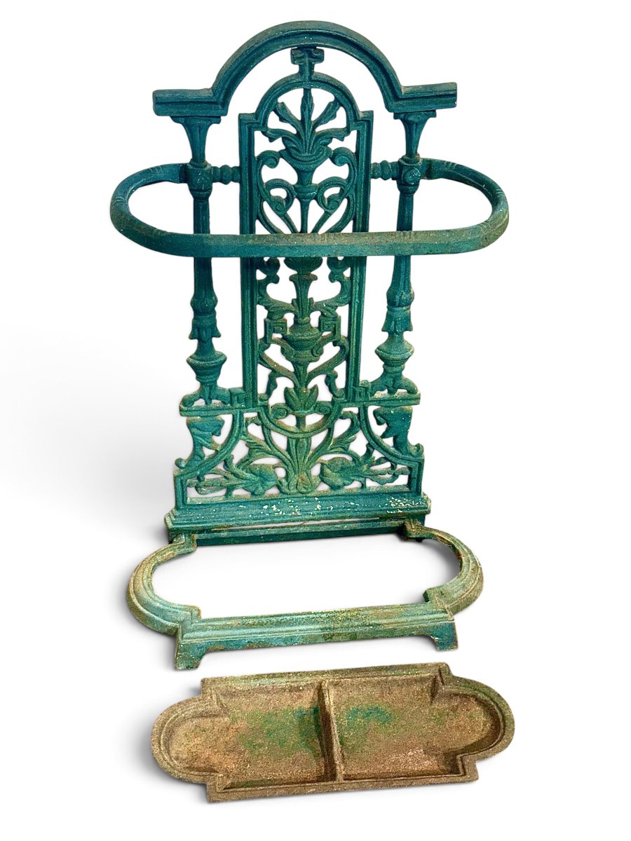Victorian British Cast-iron Umbrella Stand With Tray, Circa 1880-photo-2