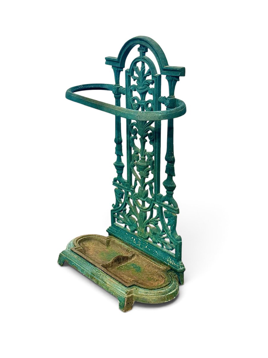 Victorian British Cast-iron Umbrella Stand With Tray, Circa 1880-photo-3