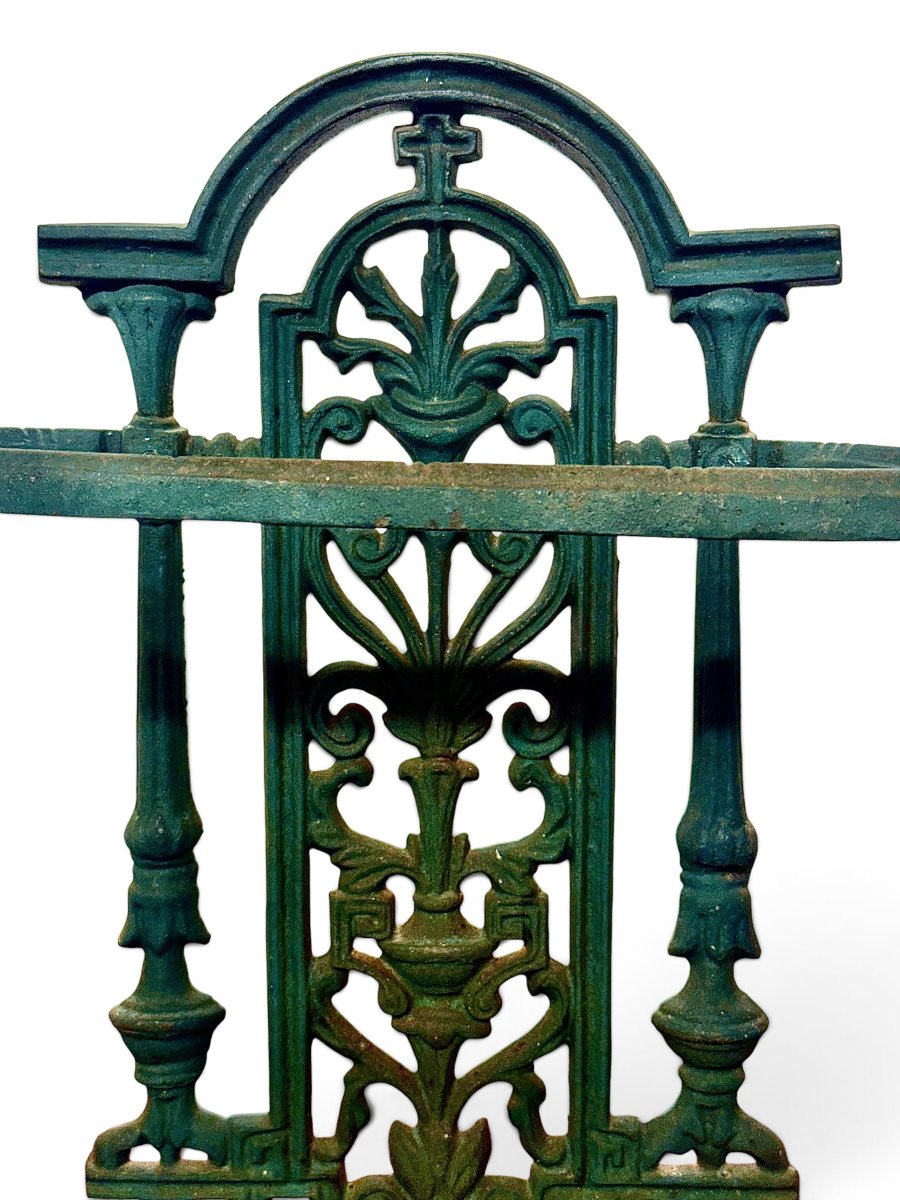 Victorian British Cast-iron Umbrella Stand With Tray, Circa 1880-photo-4