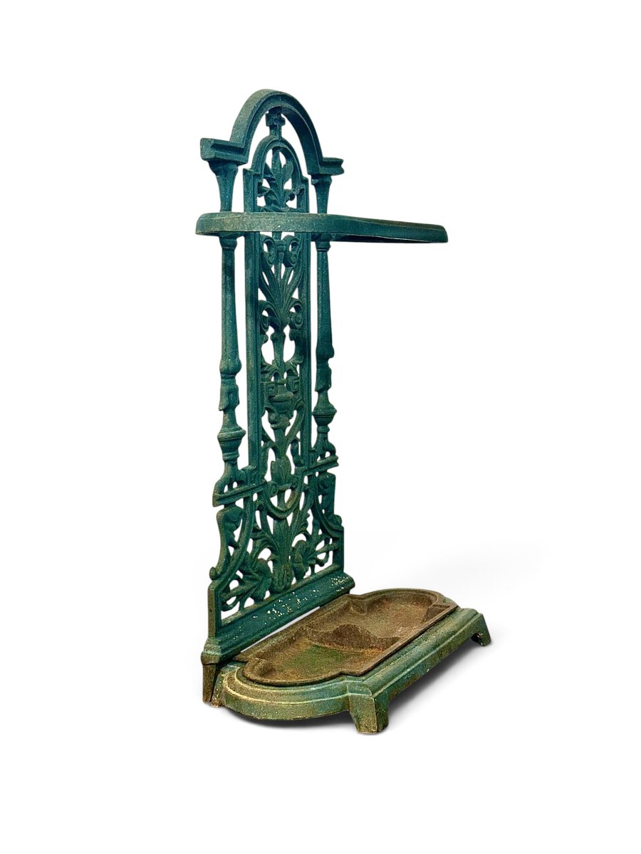 Victorian British Cast-iron Umbrella Stand With Tray, Circa 1880-photo-2
