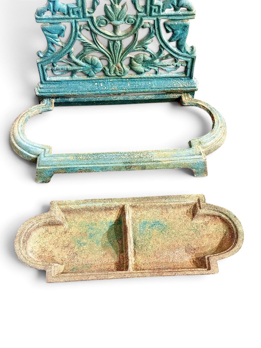Victorian British Cast-iron Umbrella Stand With Tray, Circa 1880-photo-3