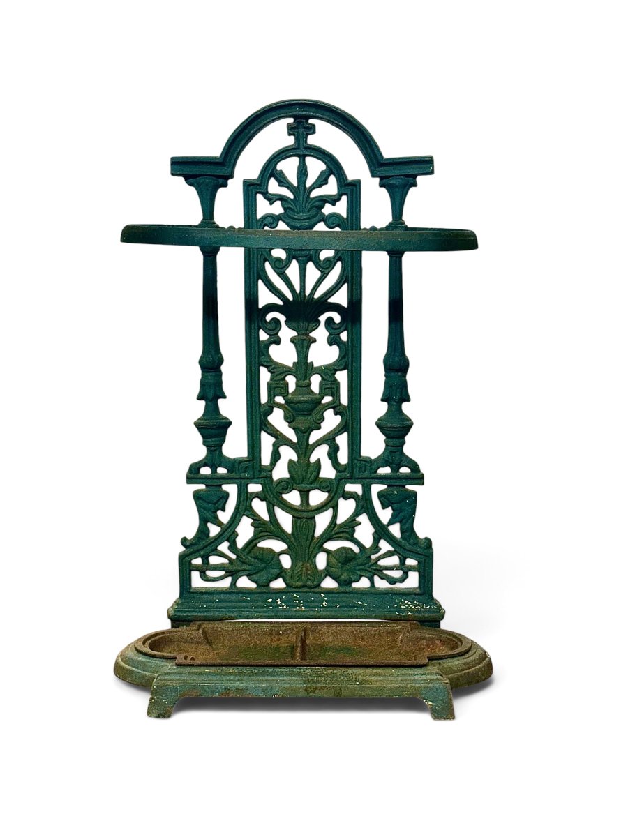 Victorian British Cast-iron Umbrella Stand With Tray, Circa 1880-photo-8