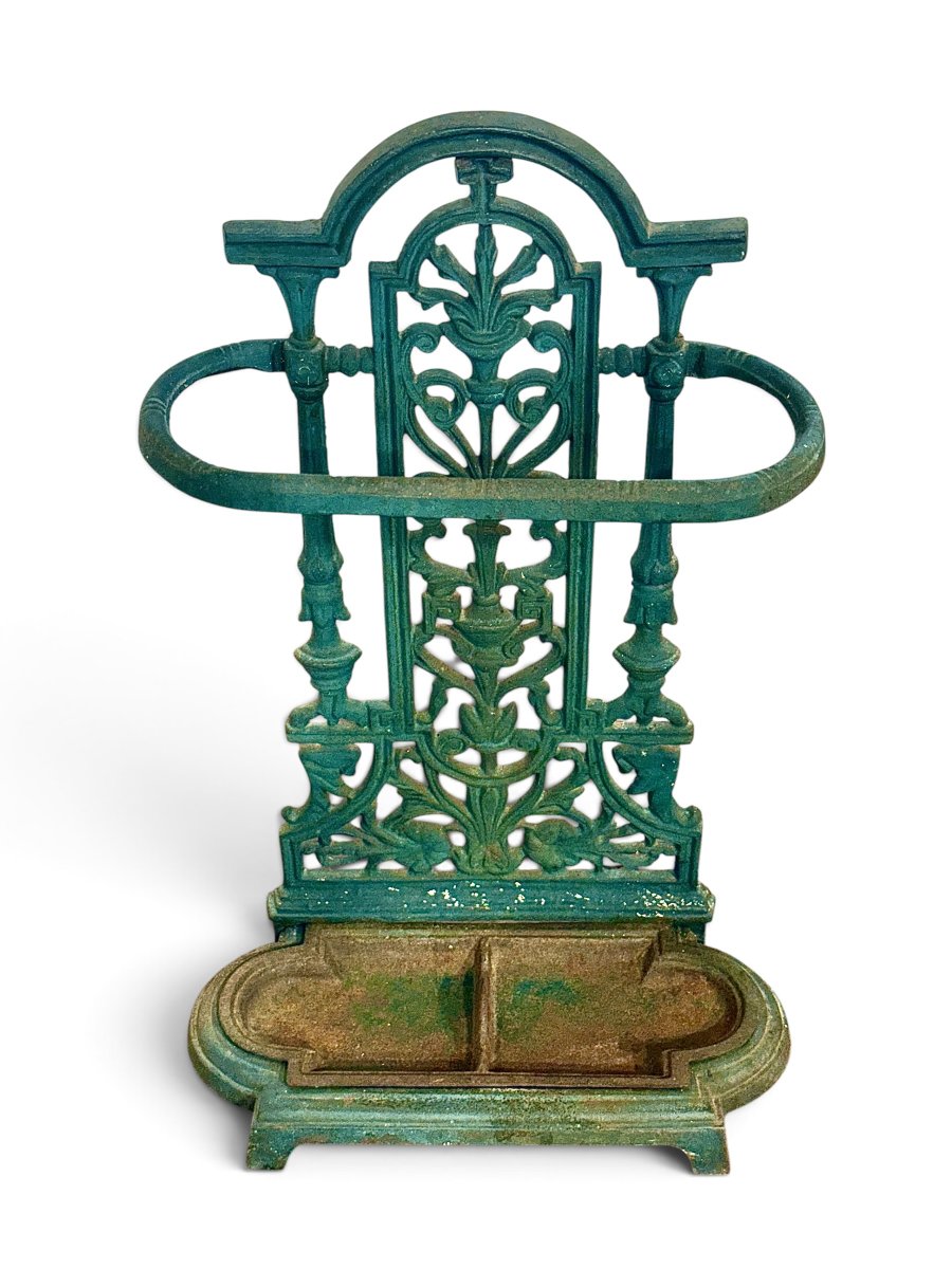 Victorian British Cast-iron Umbrella Stand With Tray, Circa 1880