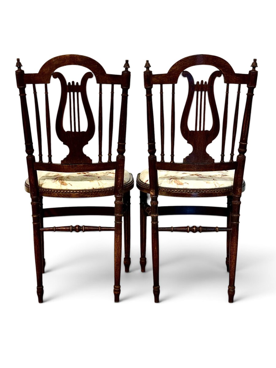 Pair Of French Napoleon III Lyre Back Chairs, Circa 1880-photo-3