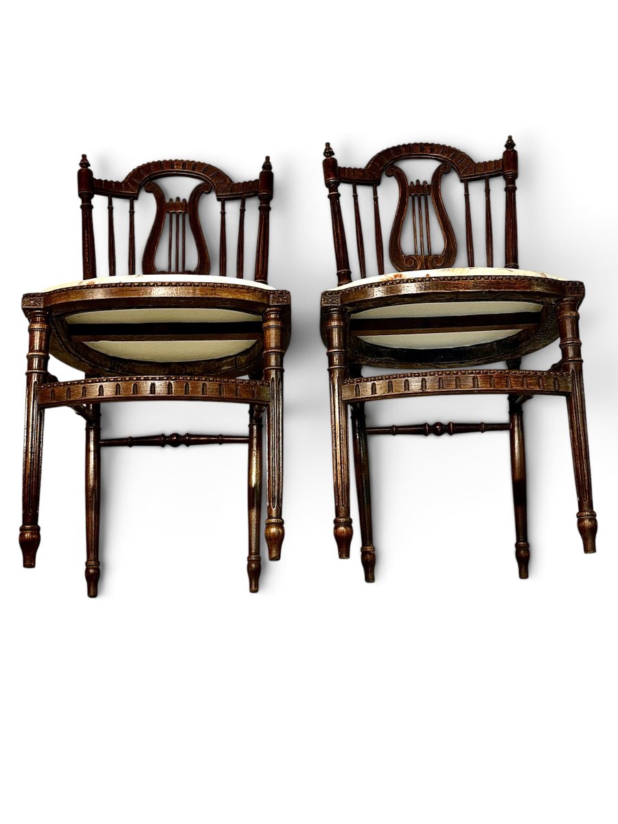 Pair Of French Napoleon III Lyre Back Chairs, Circa 1880-photo-2