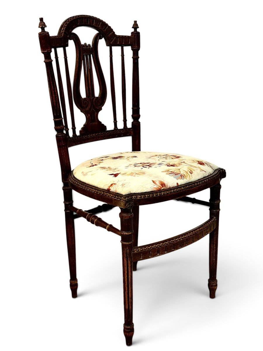 Pair Of French Napoleon III Lyre Back Chairs, Circa 1880-photo-5