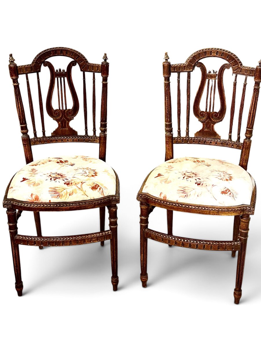 Pair Of French Napoleon III Lyre Back Chairs, Circa 1880-photo-8