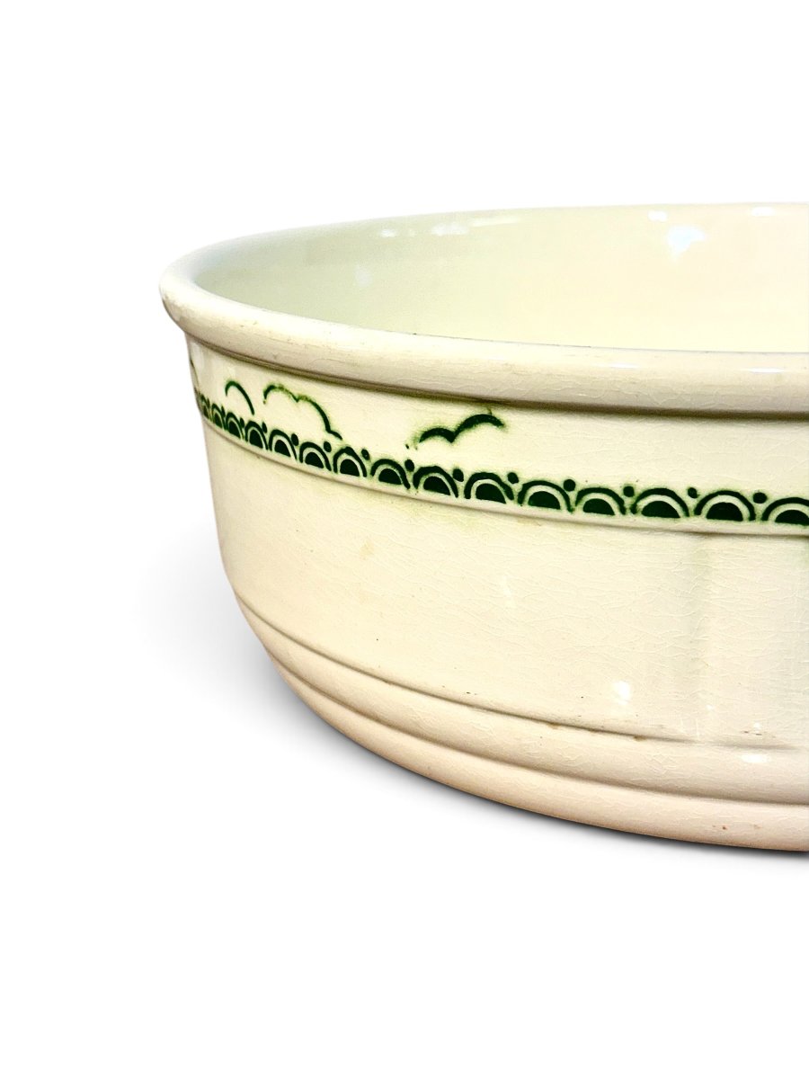 Circa 1930 French Art Deco Period Glazed Ceramic Wash Basin-photo-3
